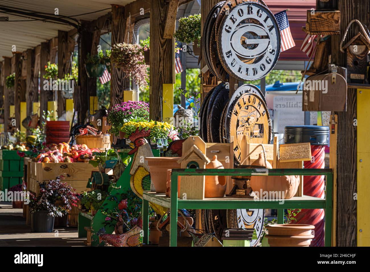 Articles de porche avant à vendre au marché agricole populaire de Jaemor à Alto, en Géorgie.(ÉTATS-UNIS) Banque D'Images