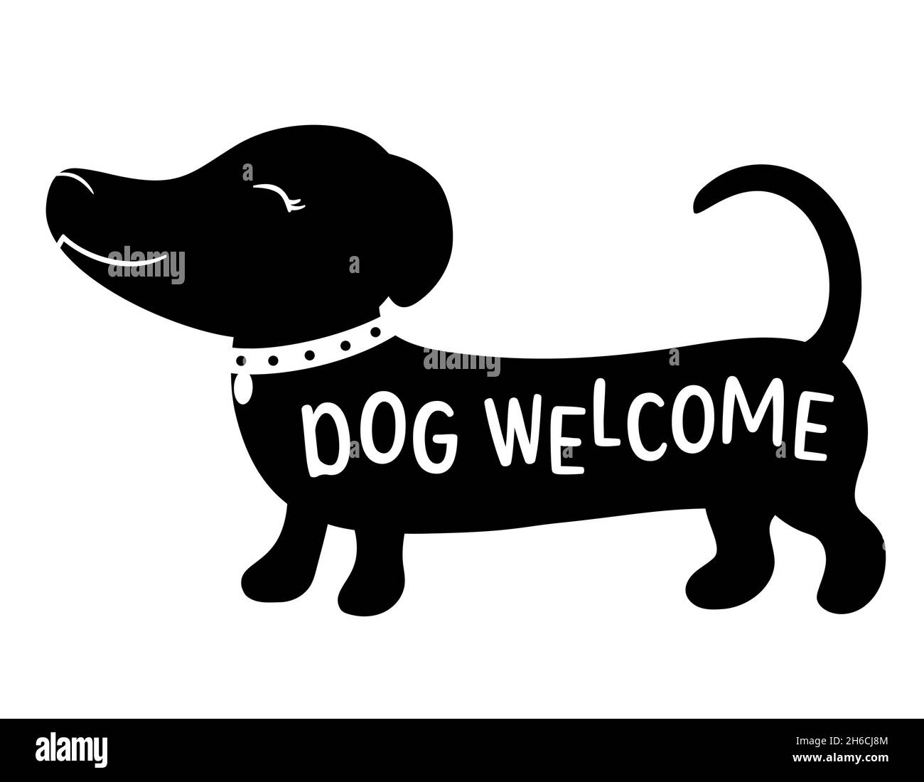 Étiquette vectorielle acceptant les animaux.Timbre ou autocollant avec texte adapté aux chiens.Clinique VET, étiquette de magasin, autocollant.Inscription chien Bienvenue.Vecteur EPS8 Illustration de Vecteur