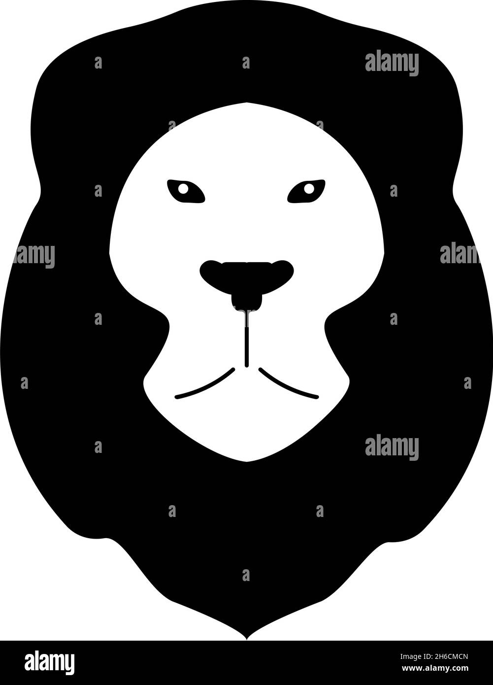 Lion animal Wild icône tête de chat noir couleur vecteur illustration plat style simple image Illustration de Vecteur