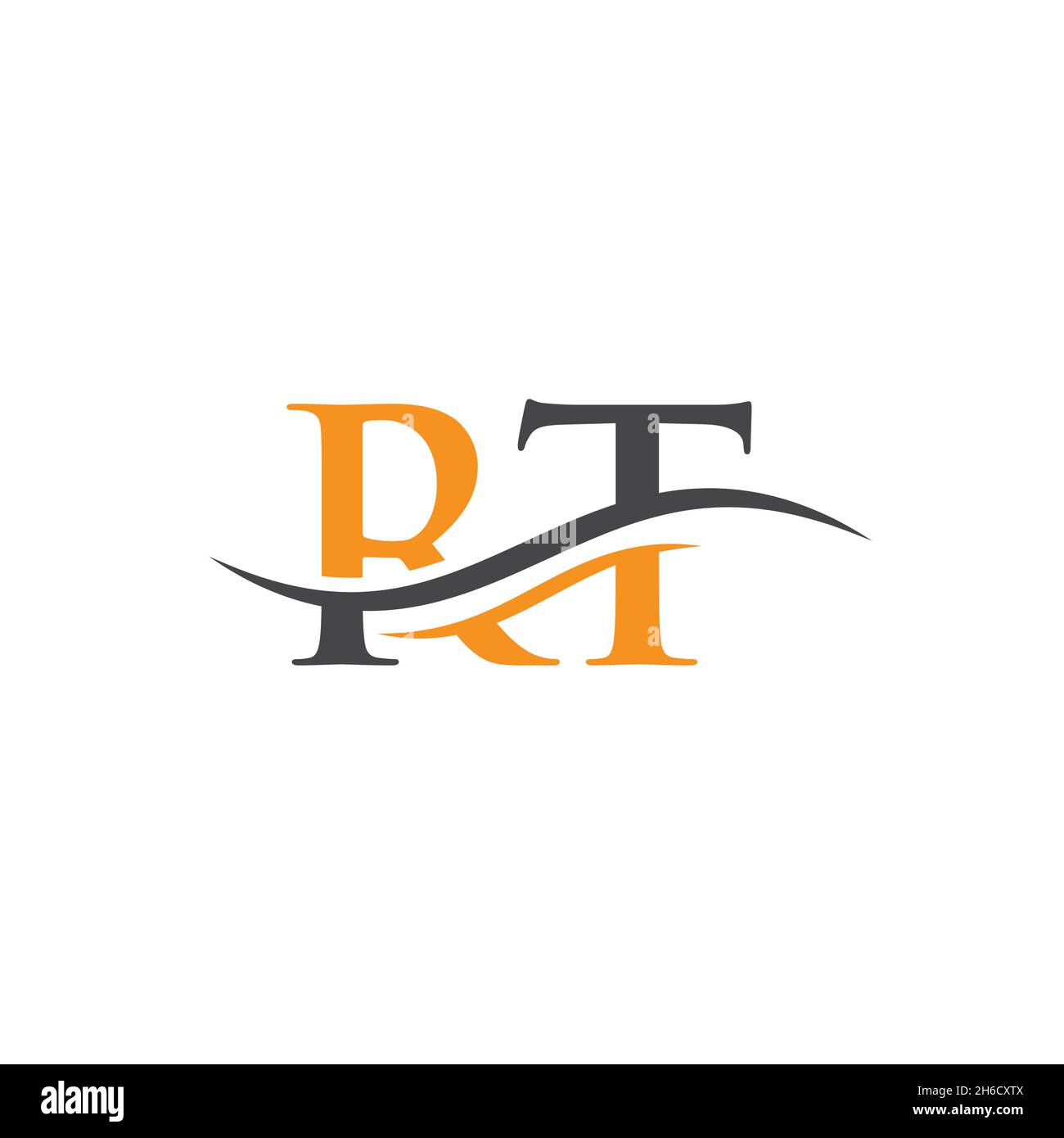 Logo Premium Letter RT avec concept vague d'eau.Logo lettre RT tendance Illustration de Vecteur