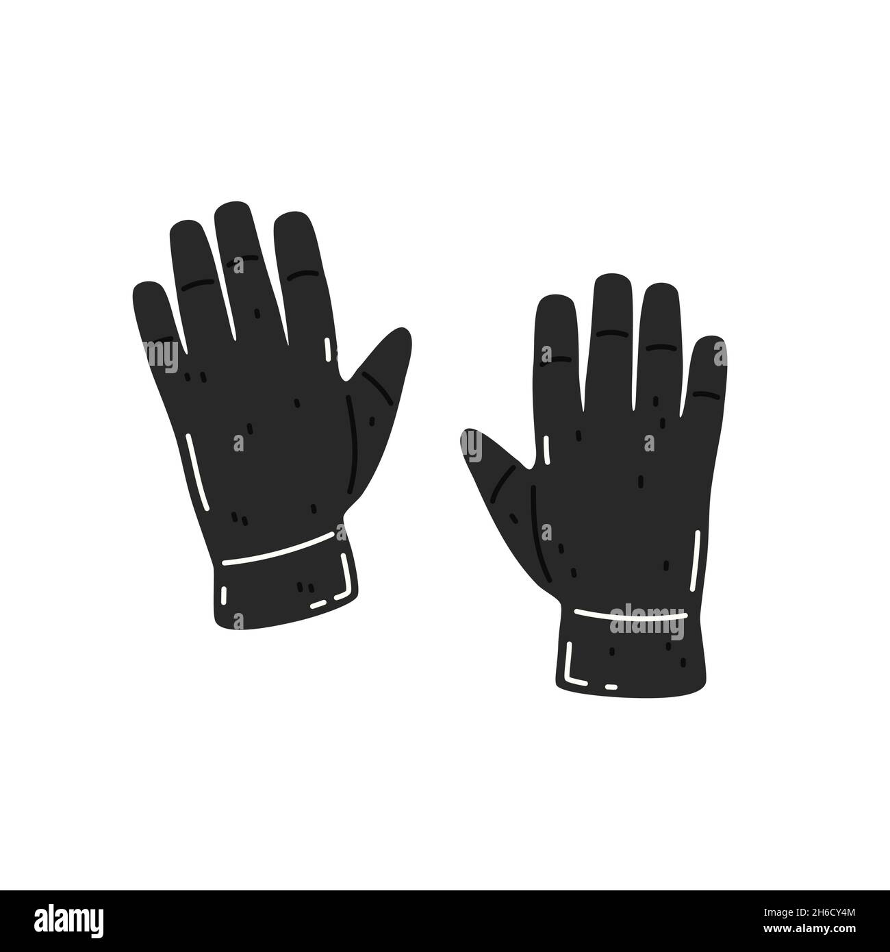 Gants noirs chauds.Vêtements d'automne ou d'hiver de saison.Illustration vectorielle plate Illustration de Vecteur