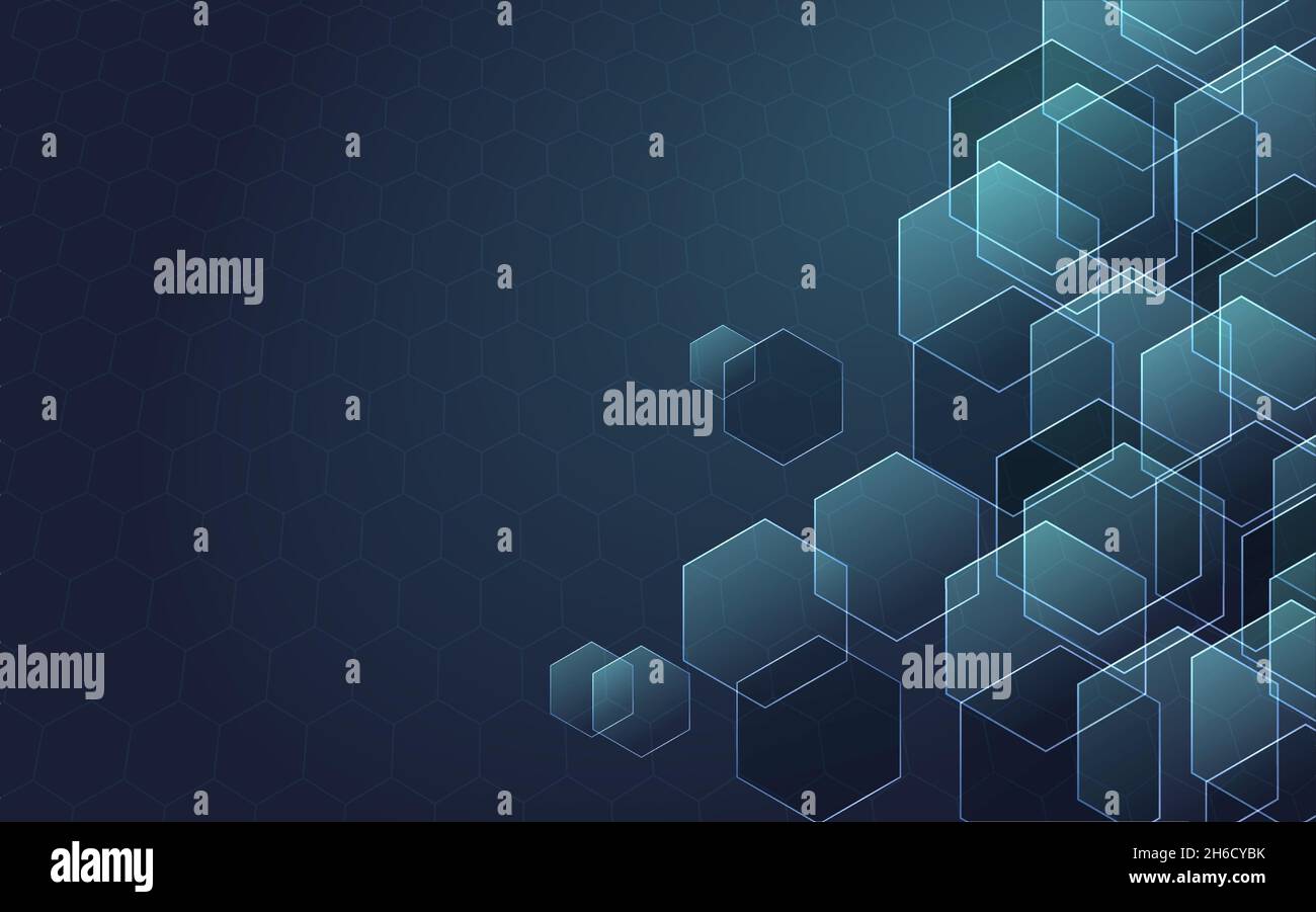 Arrière-plan abstrait bleu composé d'un ensemble de cellules hexagonales.Graphiques vectoriels Illustration de Vecteur
