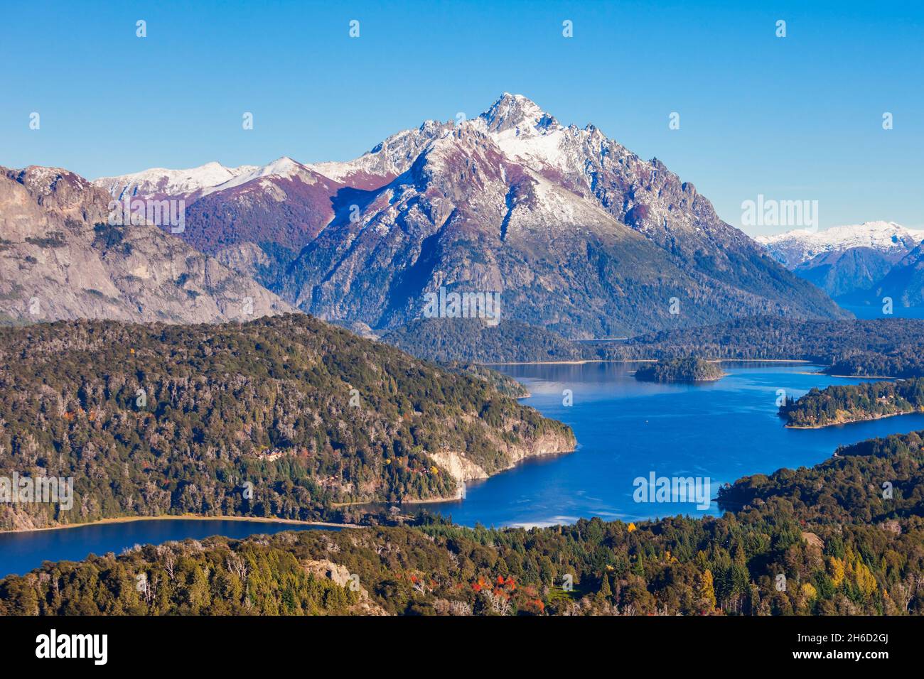 Le Parc National Nahuel Huapi vue aérienne du point de vue du Cerro Campanario à Bariloche, en Patagonie en Argentine. Banque D'Images