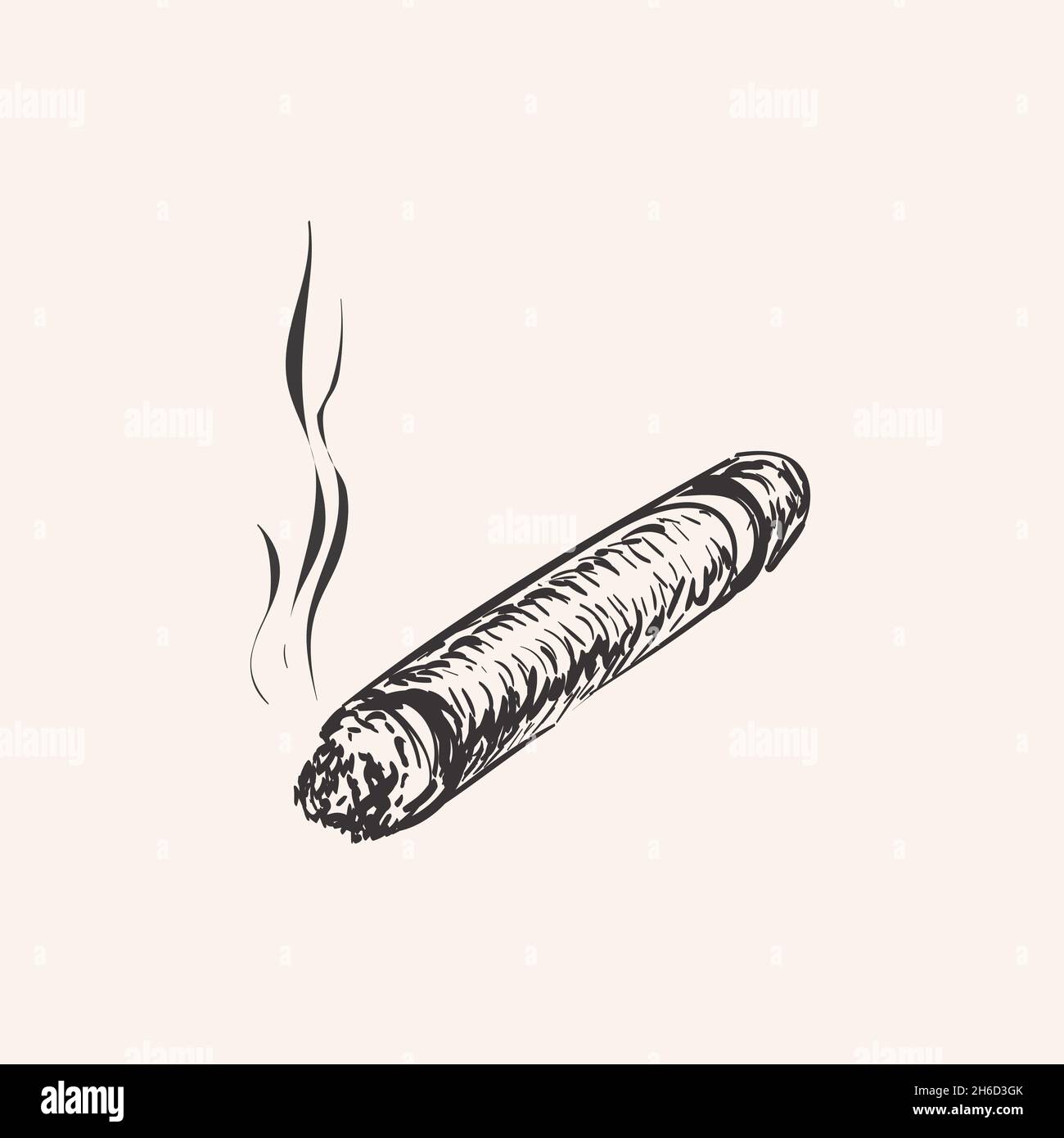 Illustration du vecteur d'esquisse tracé à la main du cigare. Illustration de Vecteur