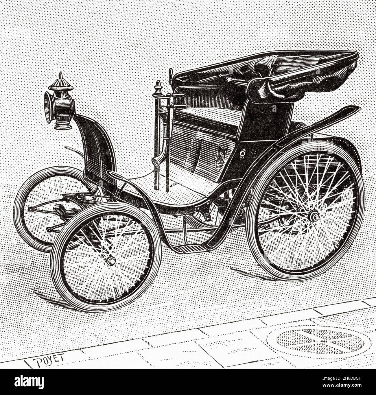 Chariot électrique modèle Richard.Ancienne illustration gravée du XIXe siècle de la nature 1897 Banque D'Images