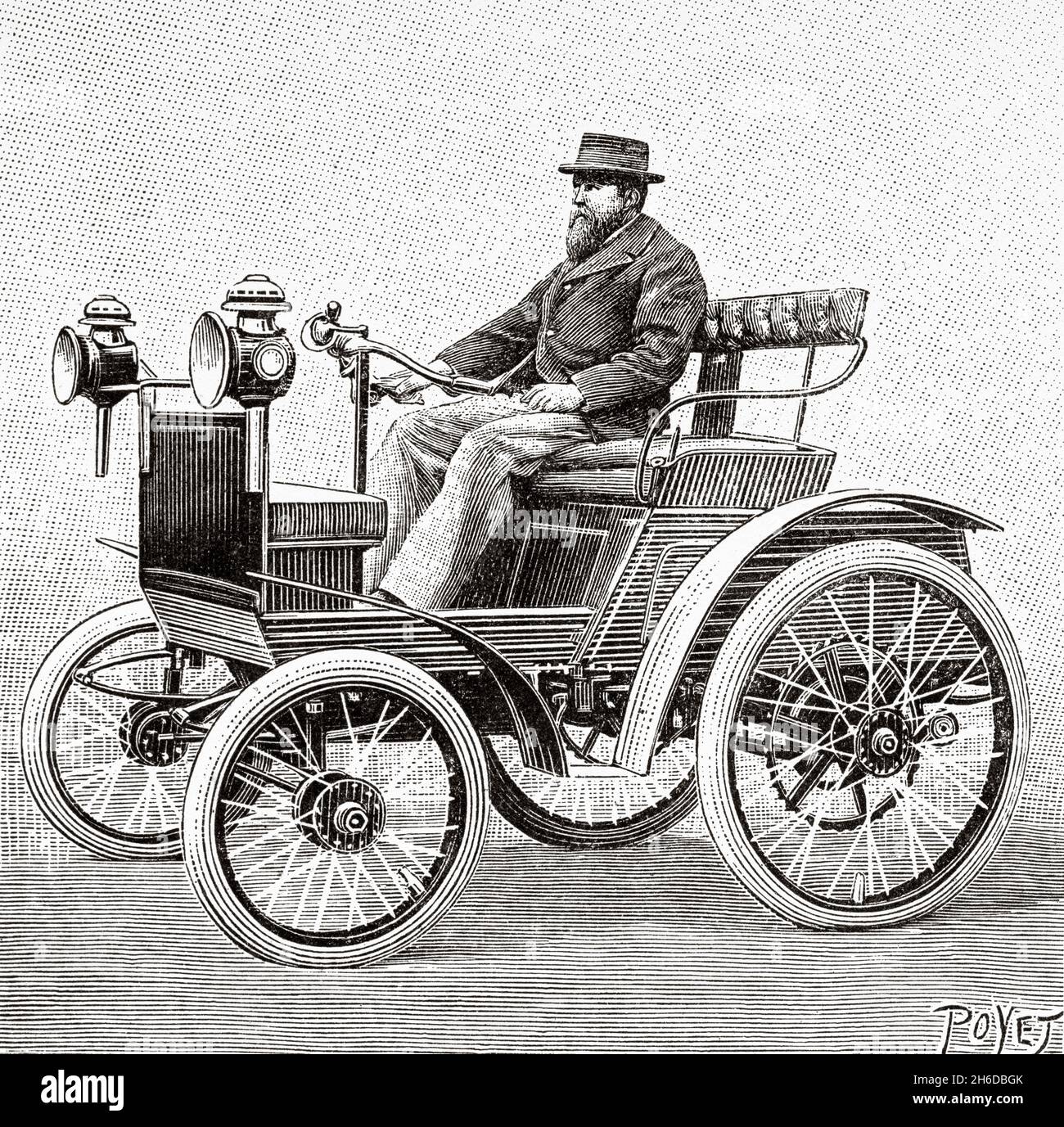 Modèle de voiture électrique Mors.Ancienne illustration gravée du XIXe siècle de la nature 1897 Banque D'Images