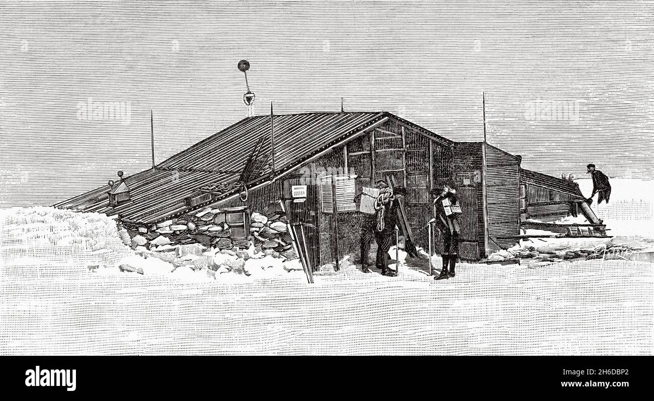 L'observatoire du Mont blanc fondé par Joseph Vallot, France, Europe.Ancienne illustration gravée du XIXe siècle de la nature 1897 Banque D'Images