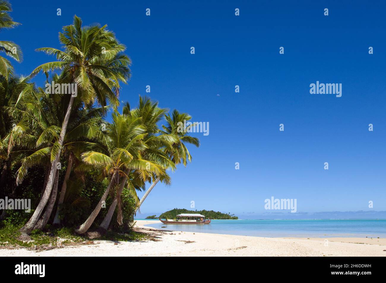 Excursion en canoë polynésien sur l'île d'un pied, les îles Cook, Aitutaki Banque D'Images