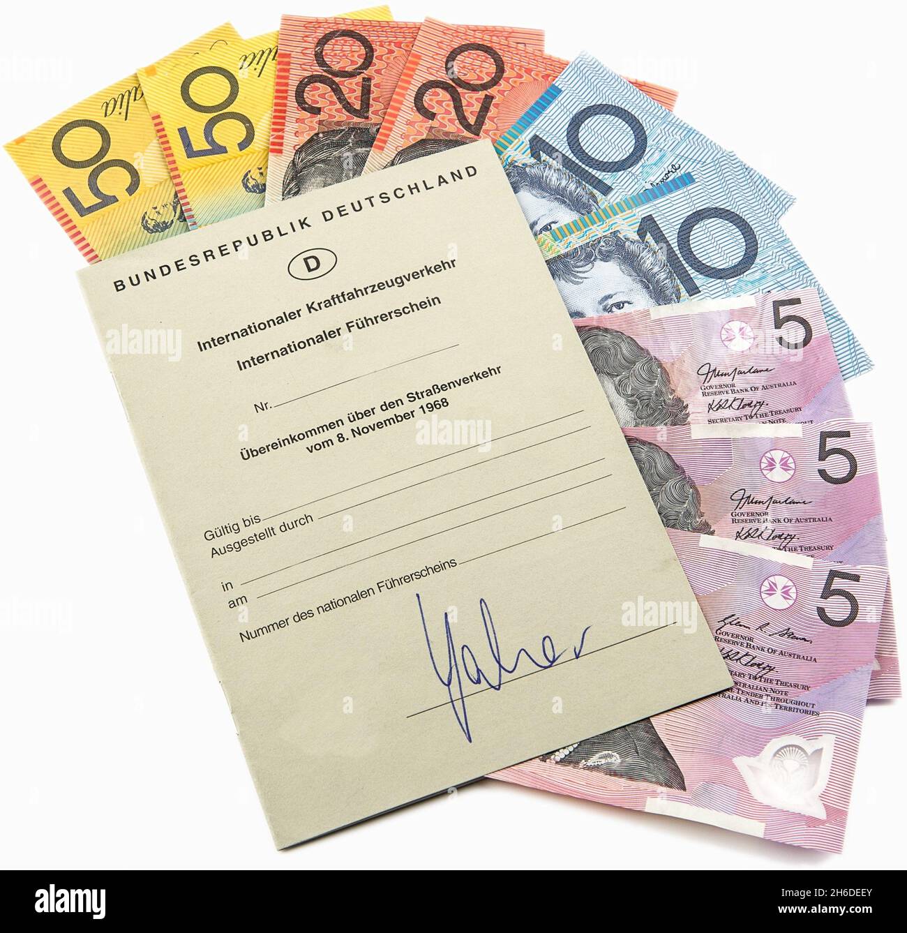 Permis de conduire international en dollars australiens Banque D'Images