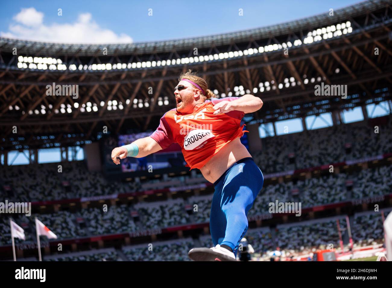 Ryan Crouser, des États-Unis, remporte l'or aux Jeux olympiques de Tokyo en 2020 Banque D'Images