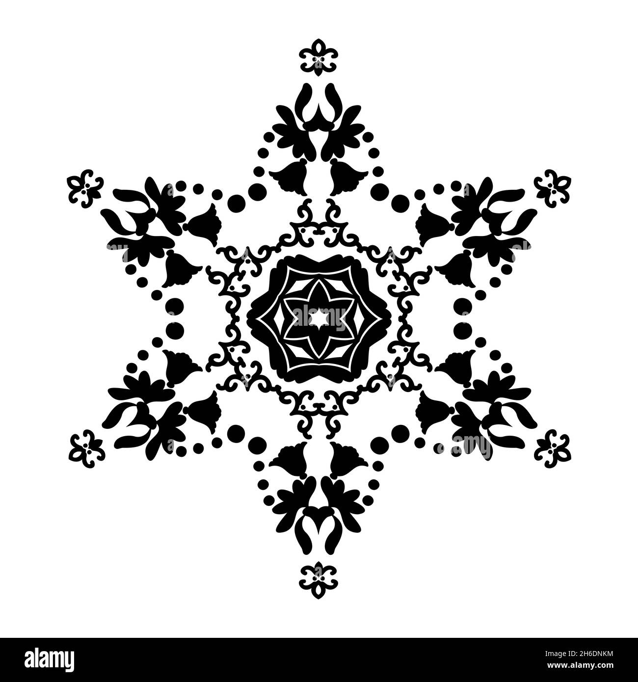 Étoile à motifs vintage noire isolée sur fond blanc.Étoile stylisée de Noël ou du nouvel an.Motif vectoriel. Illustration de Vecteur