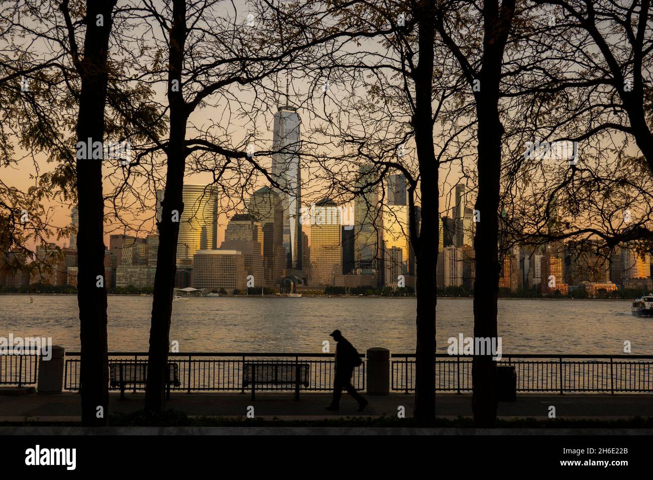 Une scène de tour du commerce mondial de Hoboken NJ Banque D'Images