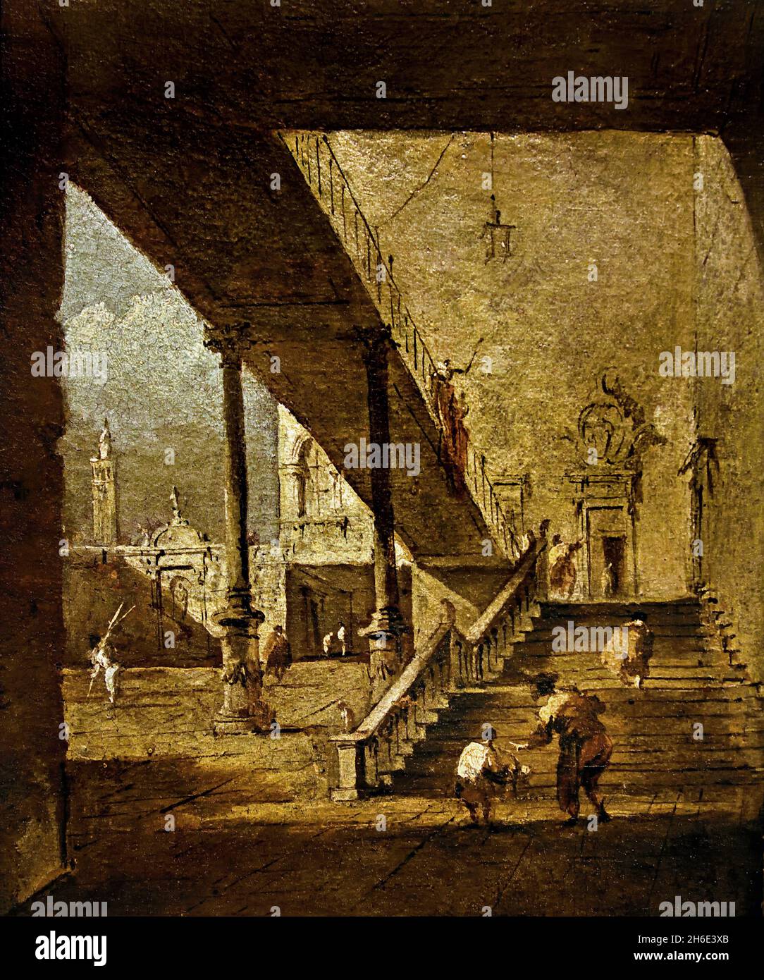 Vue sur la cour d'un bâtiment par Guardi Francesco, 1712-1793 Italie, italien, Banque D'Images