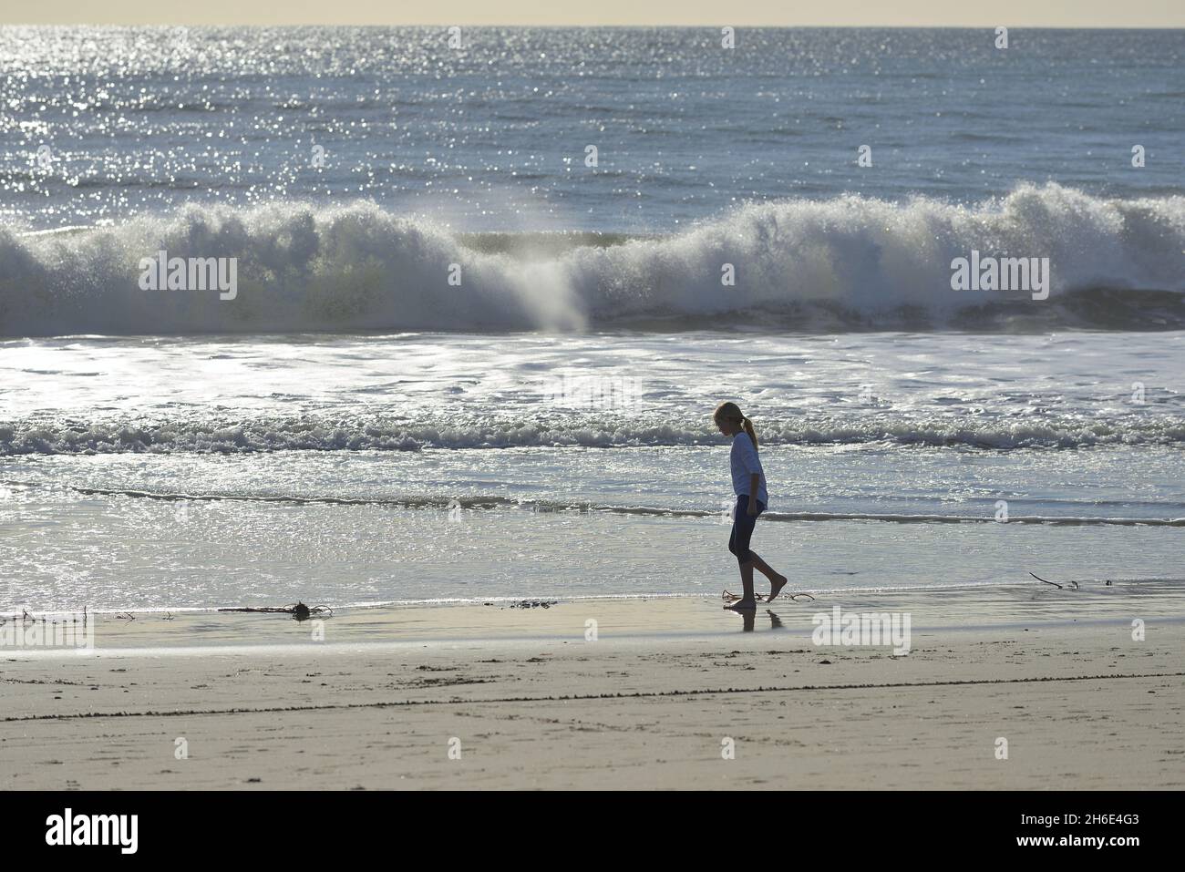 Un bel après-midi d'hiver à la plage d'État de Seacliff, Aptos CA Banque D'Images