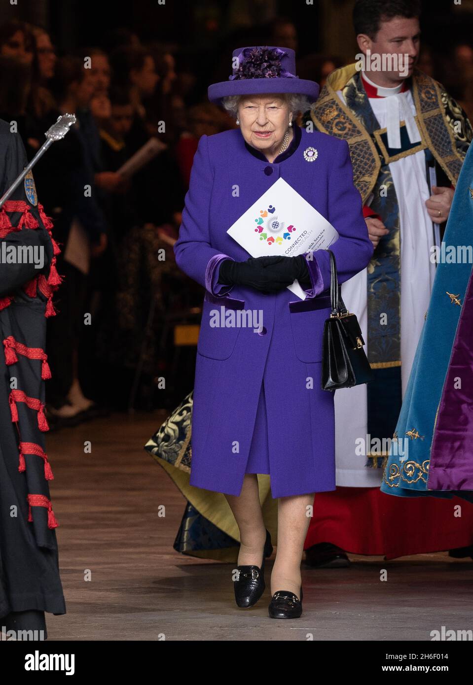 La Reine assiste au service du Commonwealth à l'abbaye de Westminster le jour du Commonwealth Banque D'Images