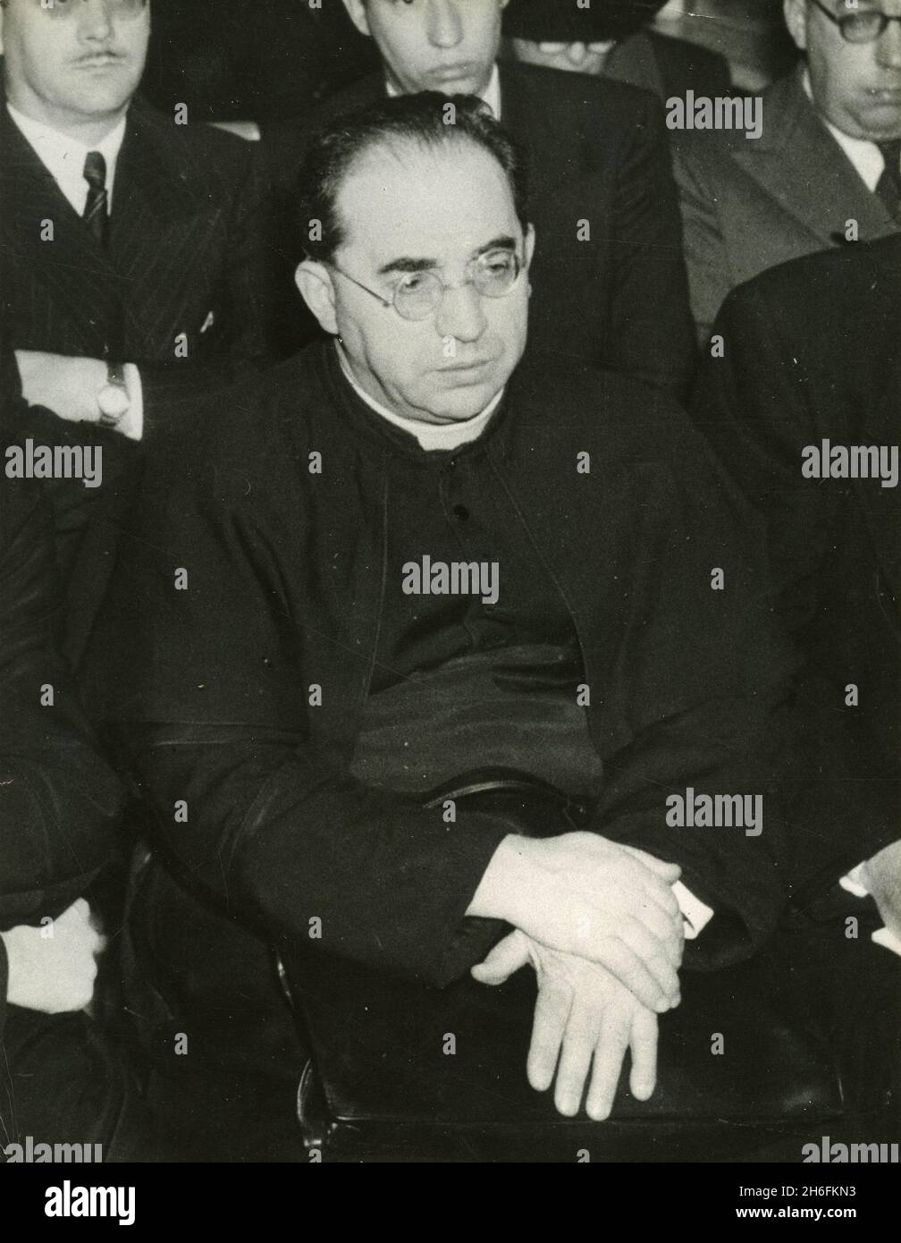 Don Umberto Terenzi, curé paroissial du sanctuaire Divino Amore, Rome, Italie, années 1960 Banque D'Images