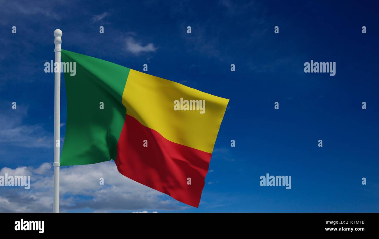 Drapeau national de la République du Bénin, agitant dans le vent.Rendu 3d, CGI Banque D'Images