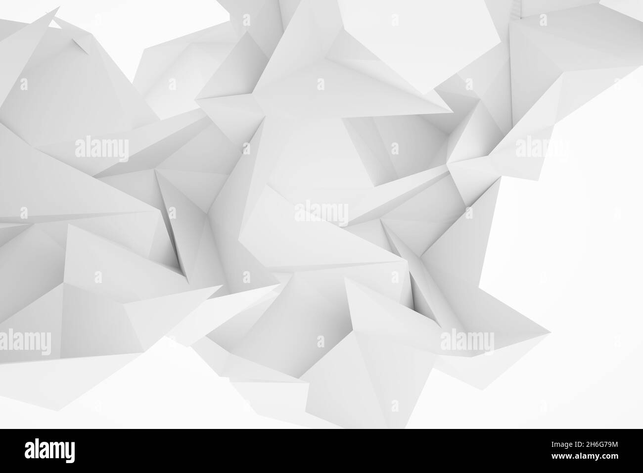 Motif polygonal triangulé blanc abstrait, texture d'arrière-plan, illustration de rendu 3d Banque D'Images