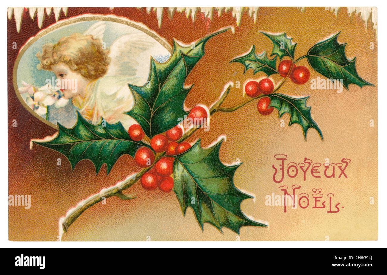 Carte postale victorienne de Noël vintage Banque D'Images