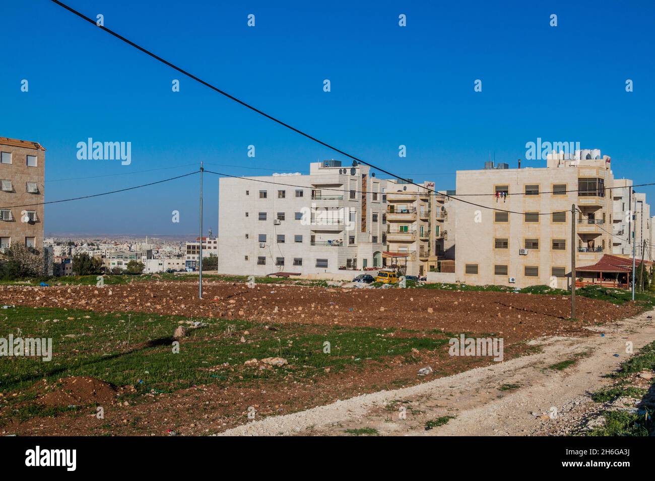 Vue sur la banlieue d'Amman, Jordanie Banque D'Images