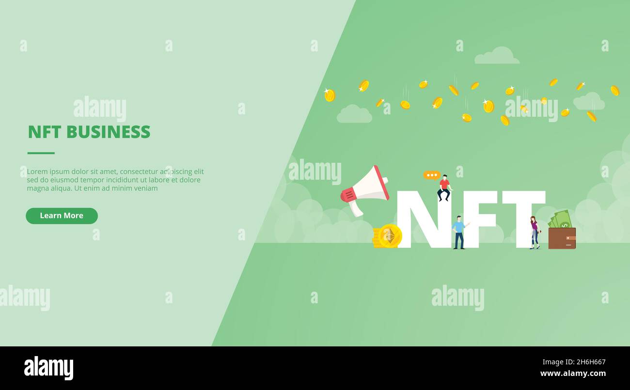 jeton non fongible nft pour le modèle de page d'accueil de site web bannière ou illustration de vecteur de présentation de diapositive Banque D'Images