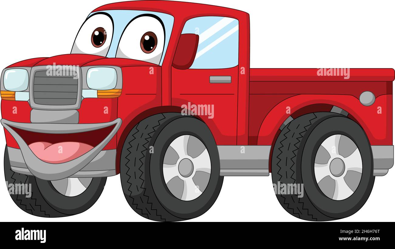 Mascotte de camionnette de dessin animé rouge Illustration de Vecteur