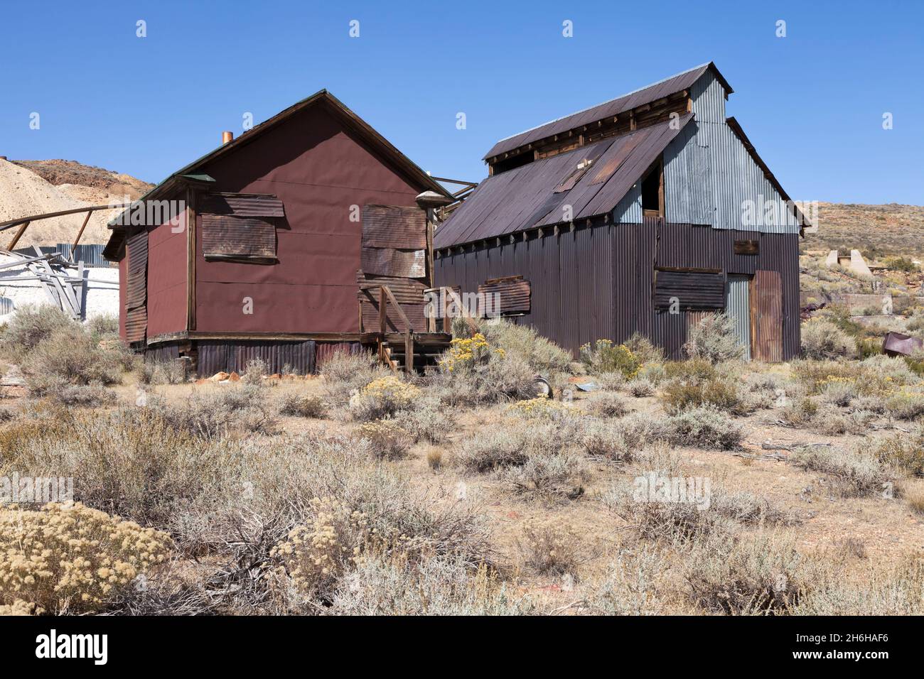Ateliers miniers au parc national de Bodie, Californie. Banque D'Images