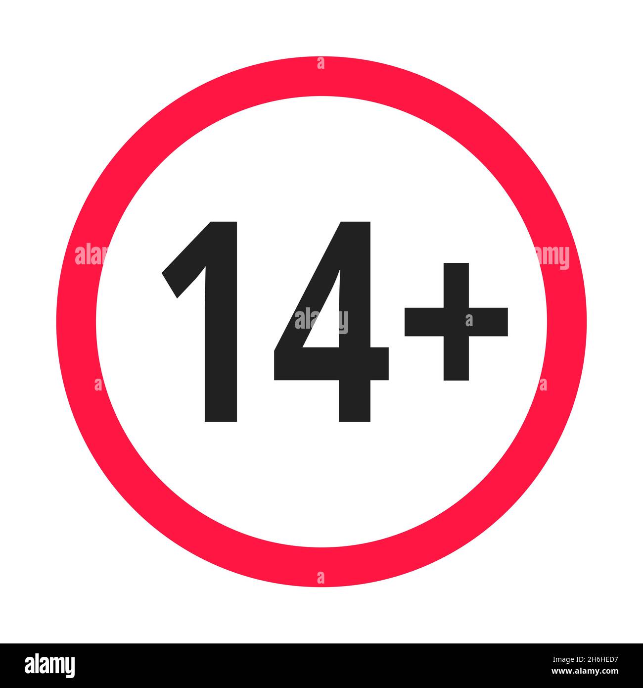 Plus de 14 ans plus l'icône ronde interdite signe illustration vectorielle. Illustration de Vecteur