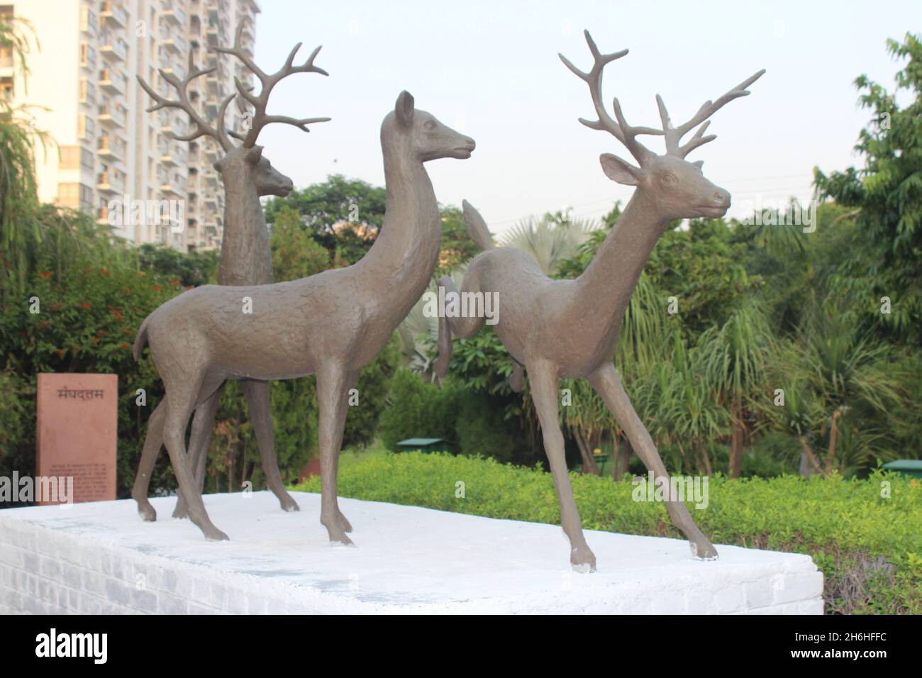 Une photo de statues de cerfs avec sélective Banque D'Images