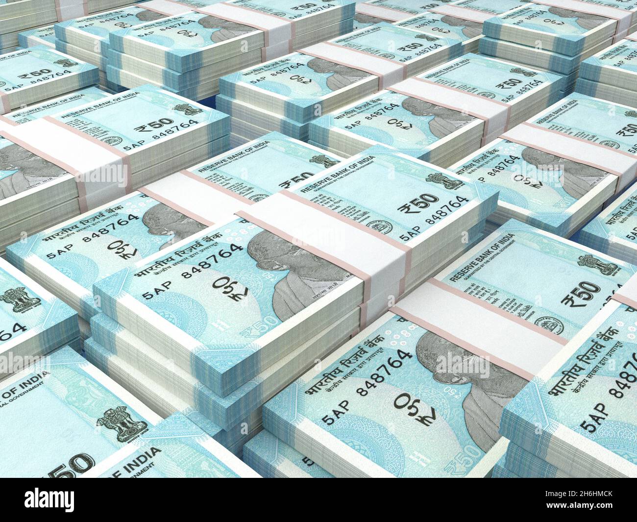 Argent de l'Inde.Billets de roupie indienne.Billets INR.50 roupies.Affaires, finances, informations générales.illustration 3d. Banque D'Images