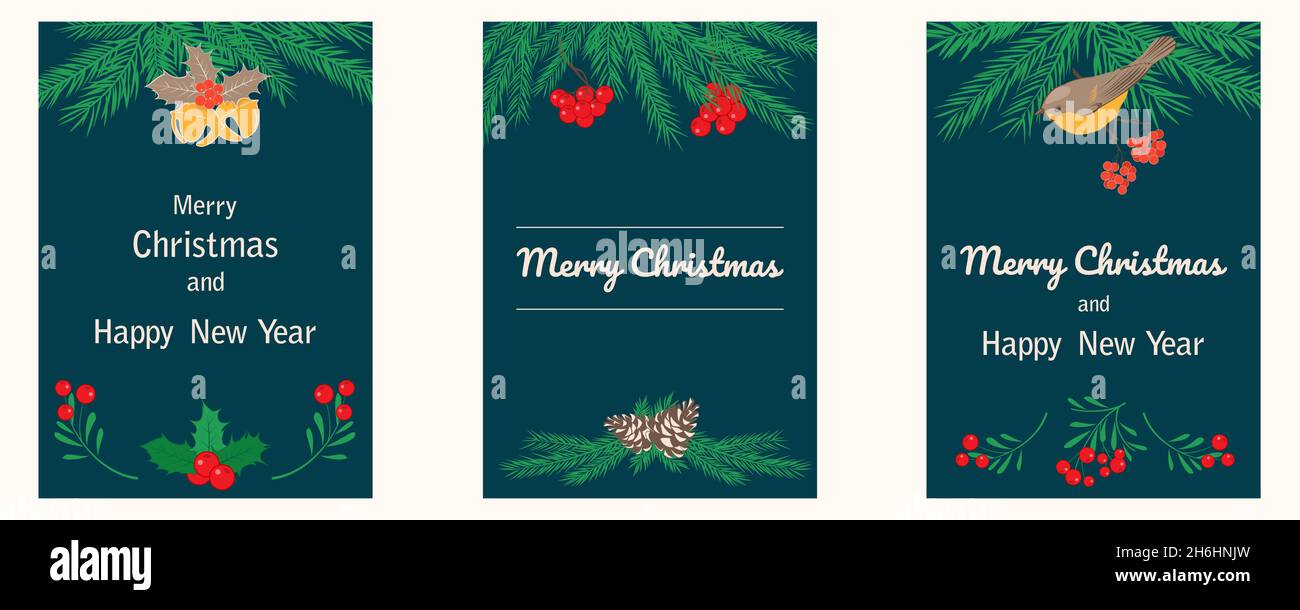 Trois modèles de Noël et de bonne année Illustration de Vecteur