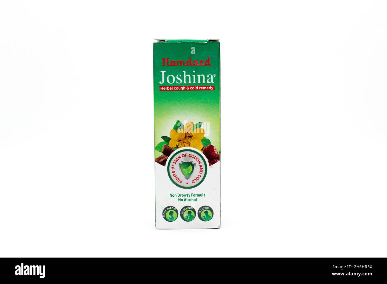 Noida , Putter pardesh , Inde - octobre 19 2021 , Hamdard Joshina Syrup , Une image de Hamdard Joshina Syrup sur fond blanc avec un foyer sélectif Banque D'Images