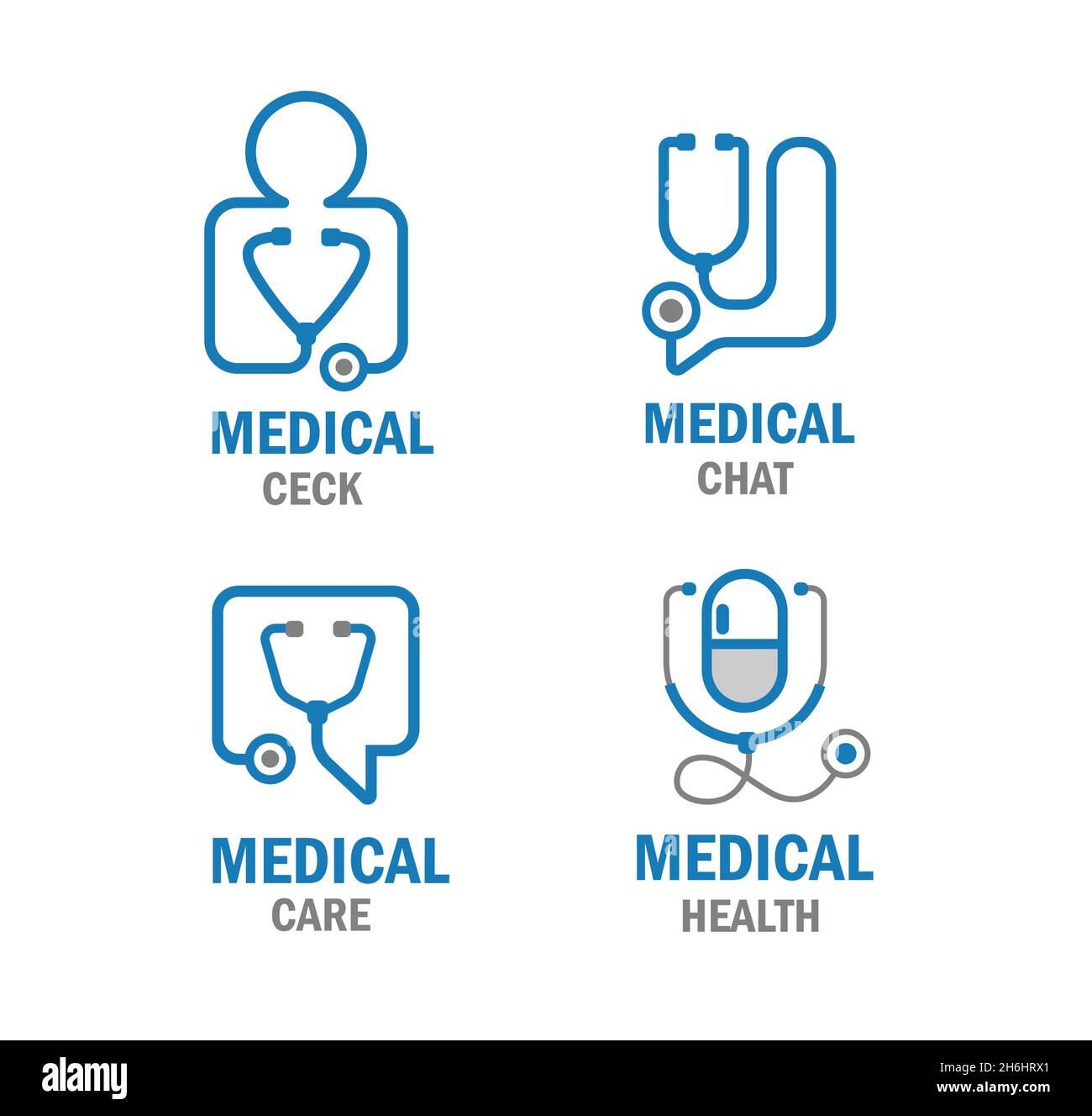 Le logo Healthcare et Medical s'associe à un stéthoscope Illustration de Vecteur