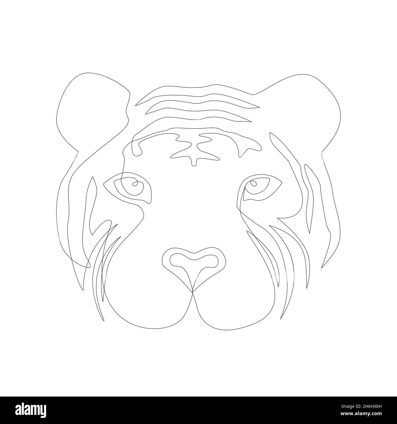 Silhouette de tigre en continu style de dessin d'une ligne symbole de 2022 ans.Logo du tigre.Illustration vectorielle isolée sur blanc Illustration de Vecteur
