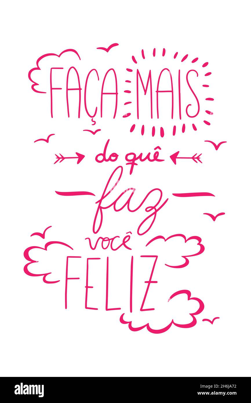 Lettrage rose en portugais.Traduction du portugais : « faites plus que plaisir ! » Illustration de Vecteur
