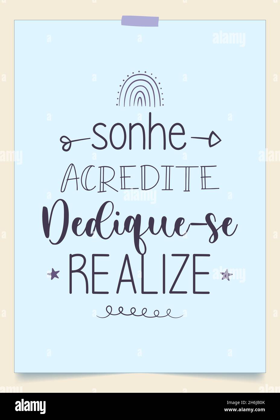 Phrase Encourageante Du Portugais Bresilien Traduction Revez Croyez Consacrez Vous Et Realisez Image Vectorielle Stock Alamy