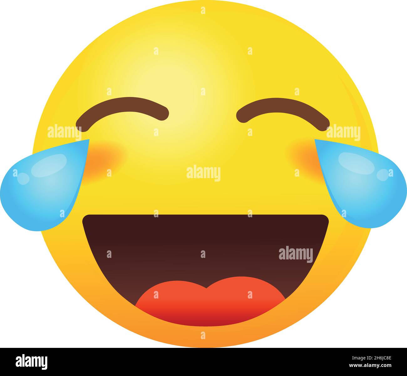 Emoji larmes de joie.Autocollant humeur haha vecteur de blague isolé sur fond blanc Illustration de Vecteur