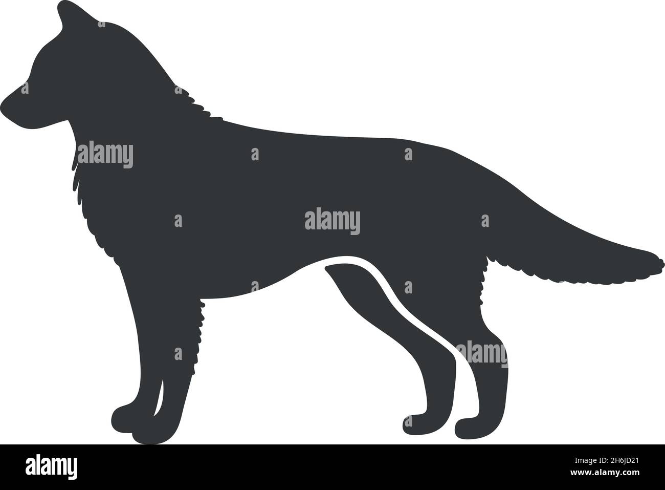 Silhouette Husky.Chien de race nord sibérien, icône de vecteur d'art isolée sur fond blanc Illustration de Vecteur