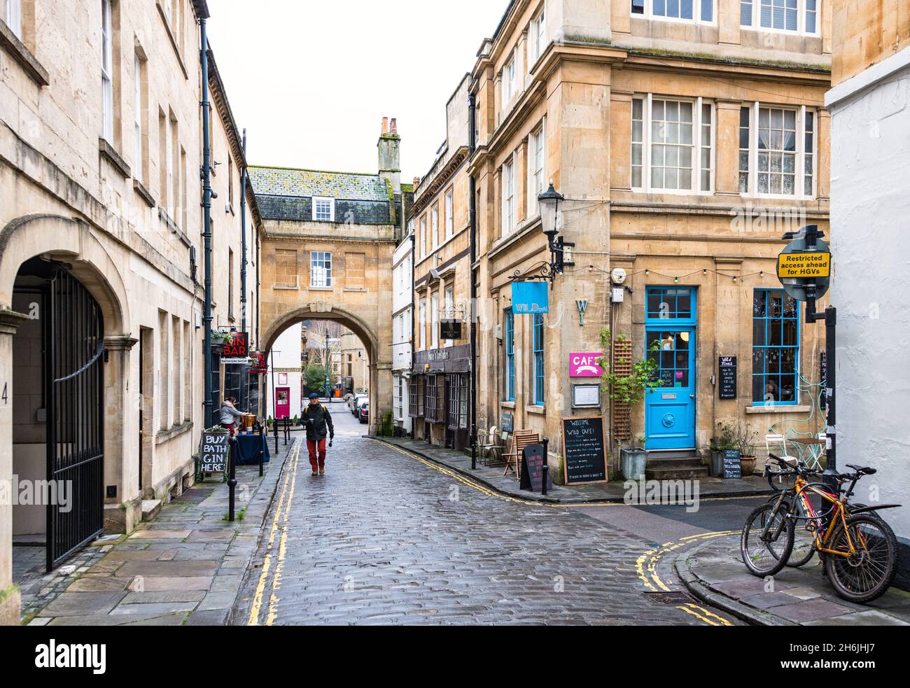 Queen Street, site classé au patrimoine mondial de l'UNESCO, Bath, Somerset, Angleterre, Royaume-Uni,Europe Banque D'Images