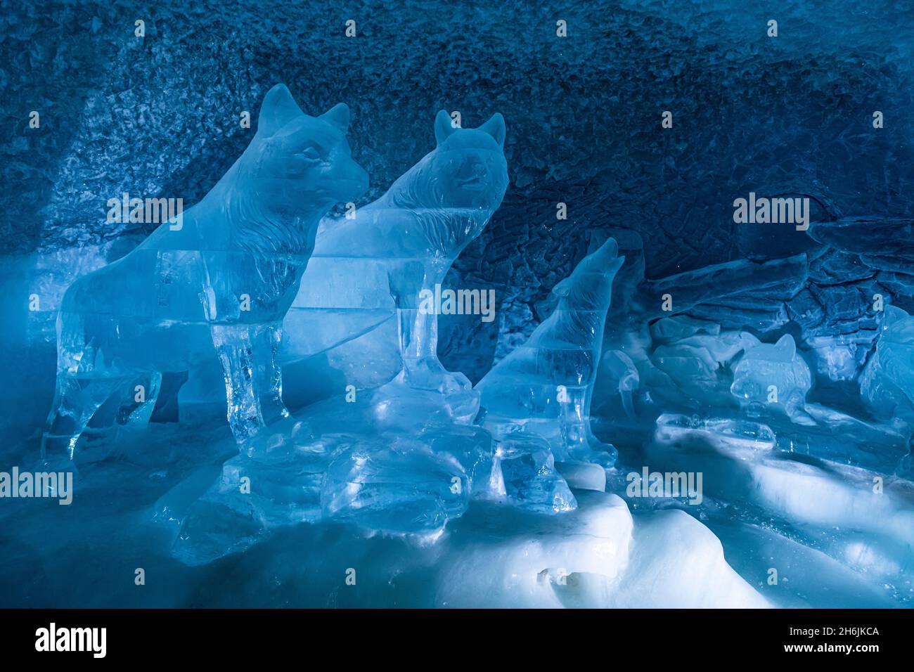 Sculptures de glace dans le paradis des Glaciers, petit paradis, Zermatt, Valais, Suisse,Europe Banque D'Images