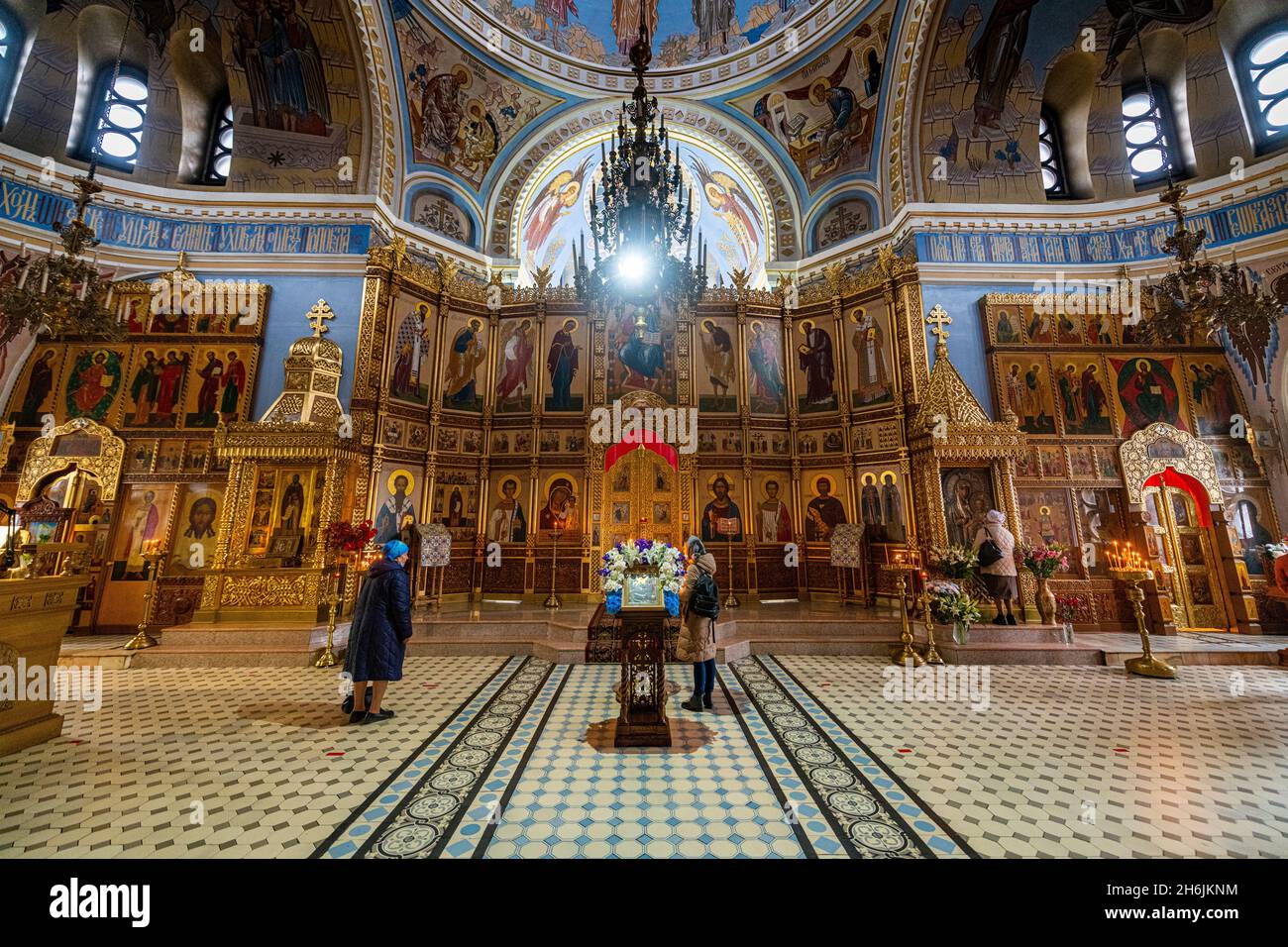Intérieur de la cathédrale Alexandre Nevsky, Novosibirsk, Oblast de Novosibirsk, Russie, Eurasie Banque D'Images