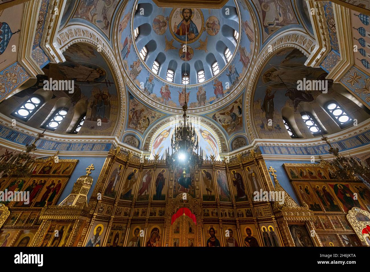 Intérieur de la cathédrale Alexandre Nevsky, Novosibirsk, Oblast de Novosibirsk, Russie, Eurasie Banque D'Images