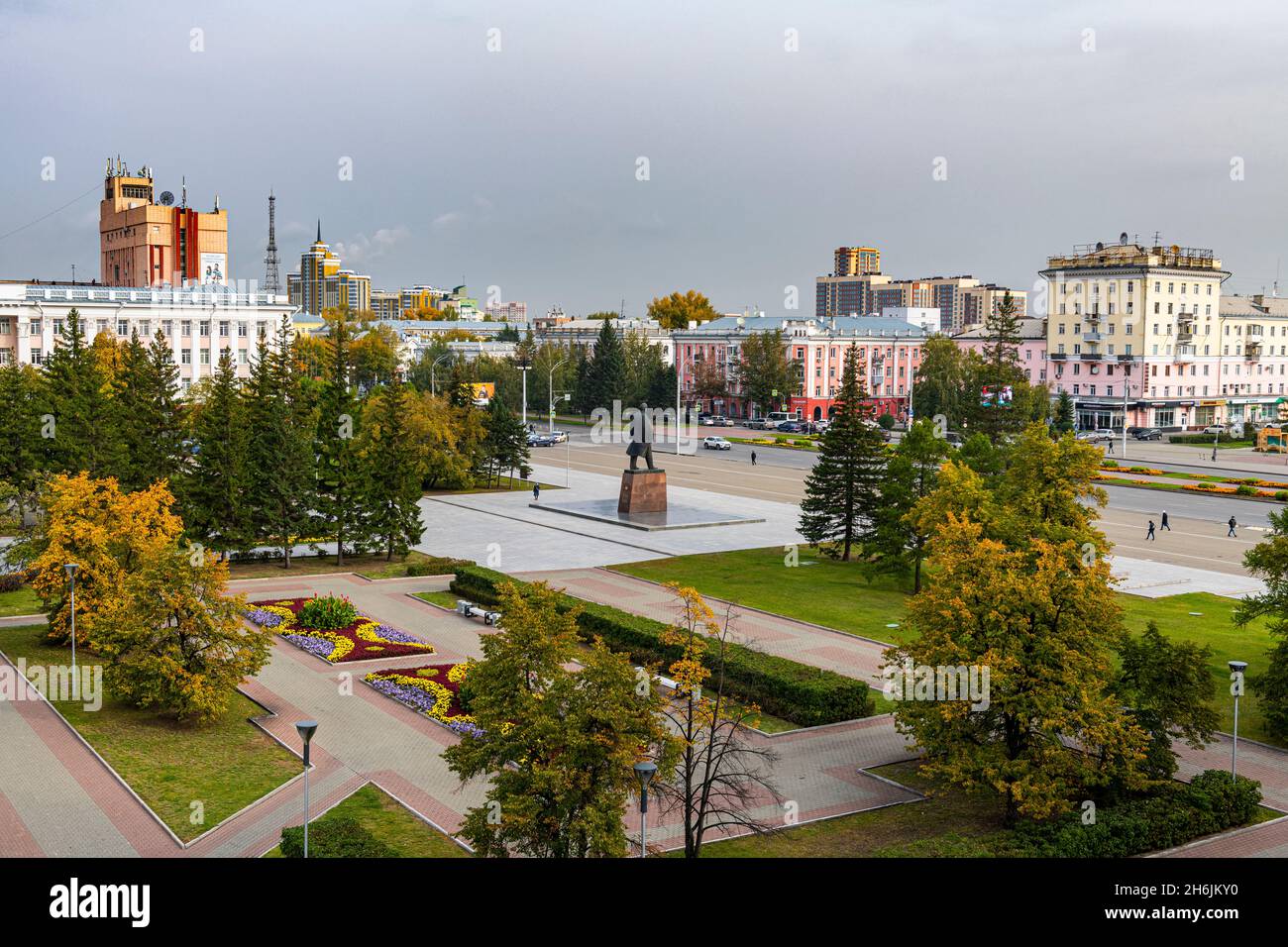 Place Lénine, Barnaul, Altaï Krai, Russie, Eurasie Banque D'Images