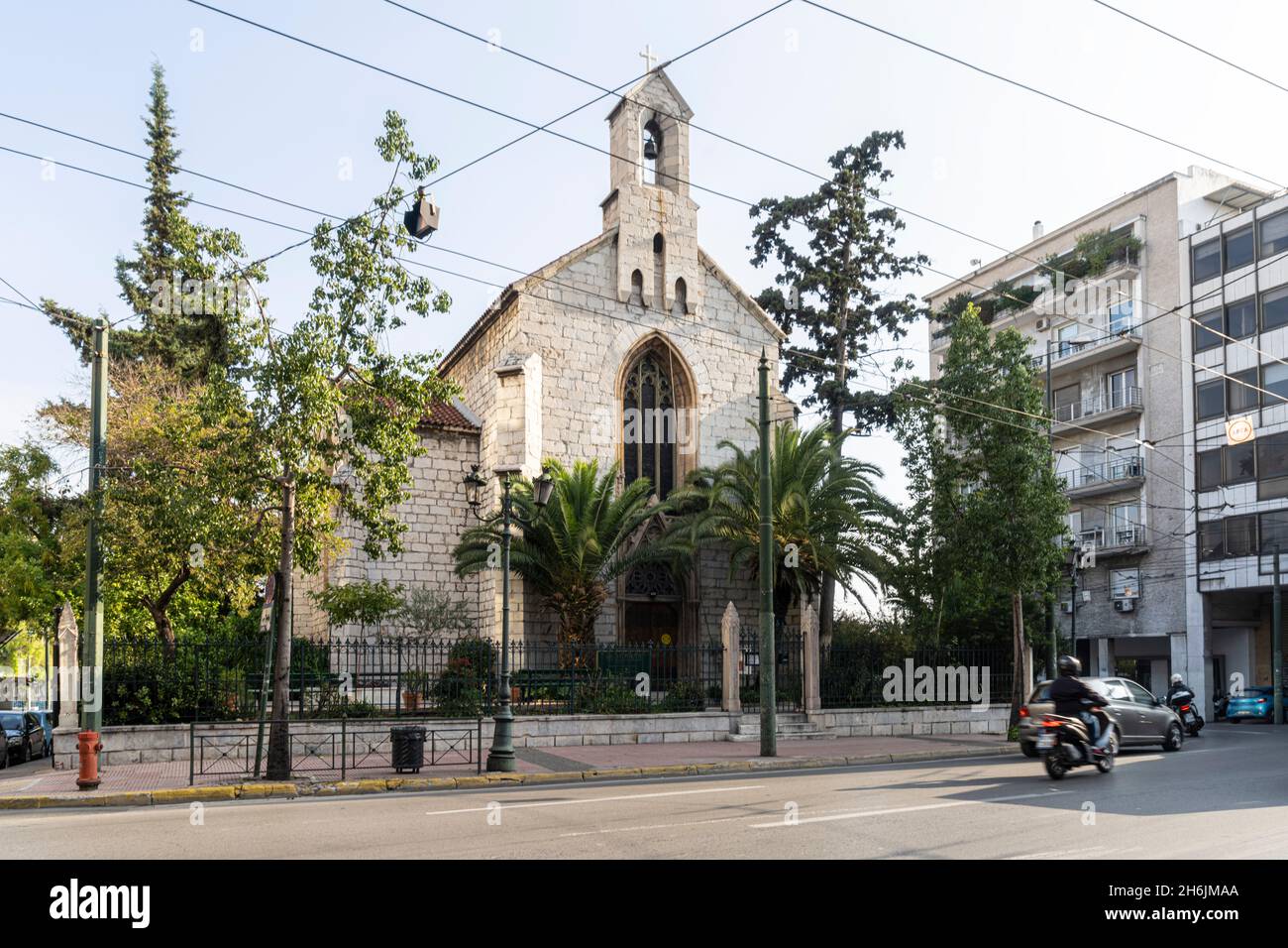 Athènes, Grèce.Novembre 2021.Vue extérieure de l'église anglicane St. Paul's dans le centre-ville Banque D'Images
