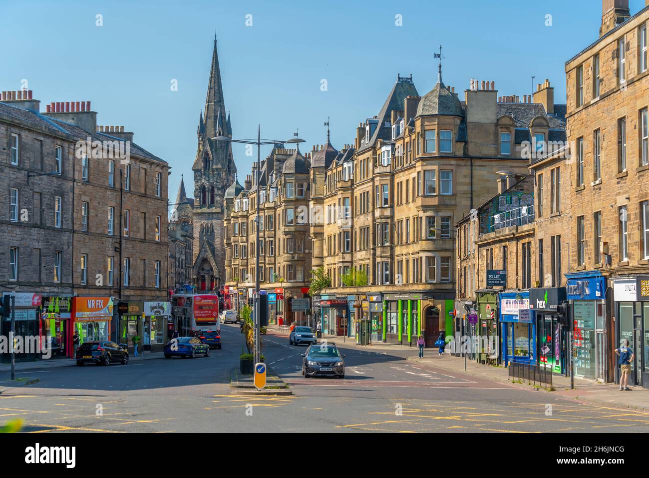 Vue sur Lauriston place, Édimbourg, Lothian, Écosse, Royaume-Uni, Europe Banque D'Images