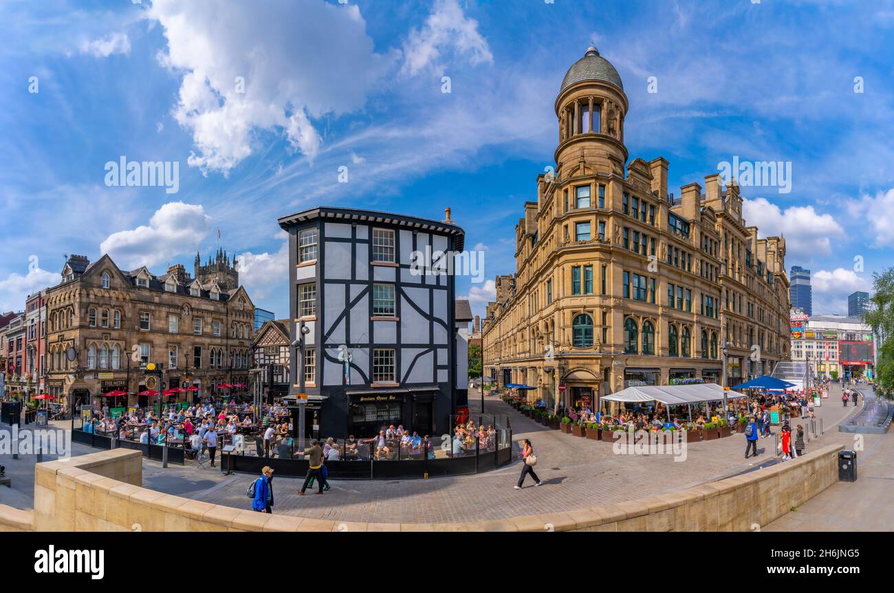 Vue sur les bâtiments de Exchange Square, Manchester, Lancashire, Angleterre, Royaume-Uni, Europe Banque D'Images