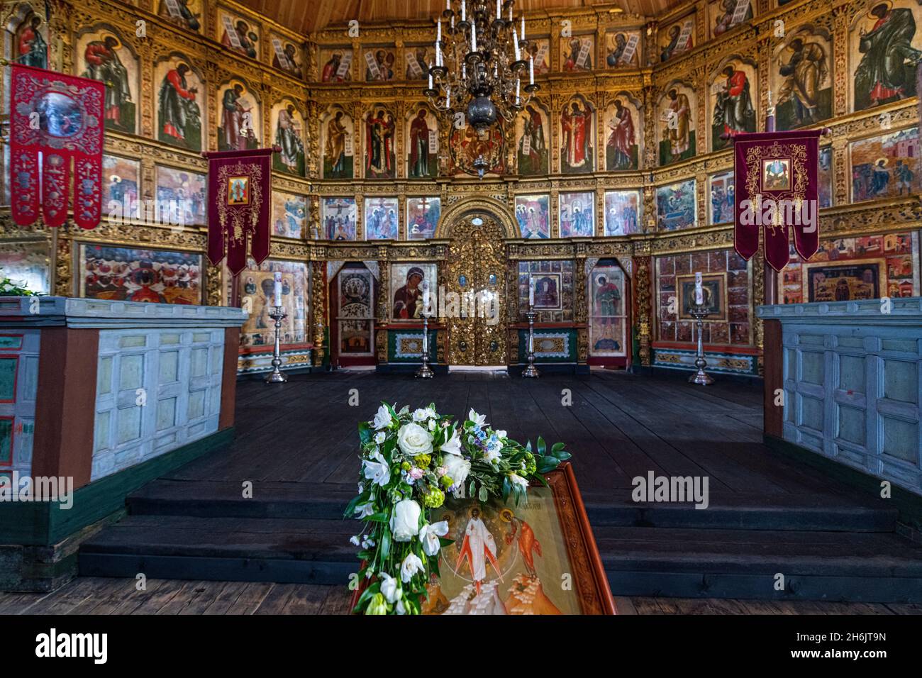 Kizhi Pogost, Eglise de la Transfiguration, site du patrimoine mondial de l'UNESCO, Ile de Kizhi, Carélie, Russie, Europe Banque D'Images