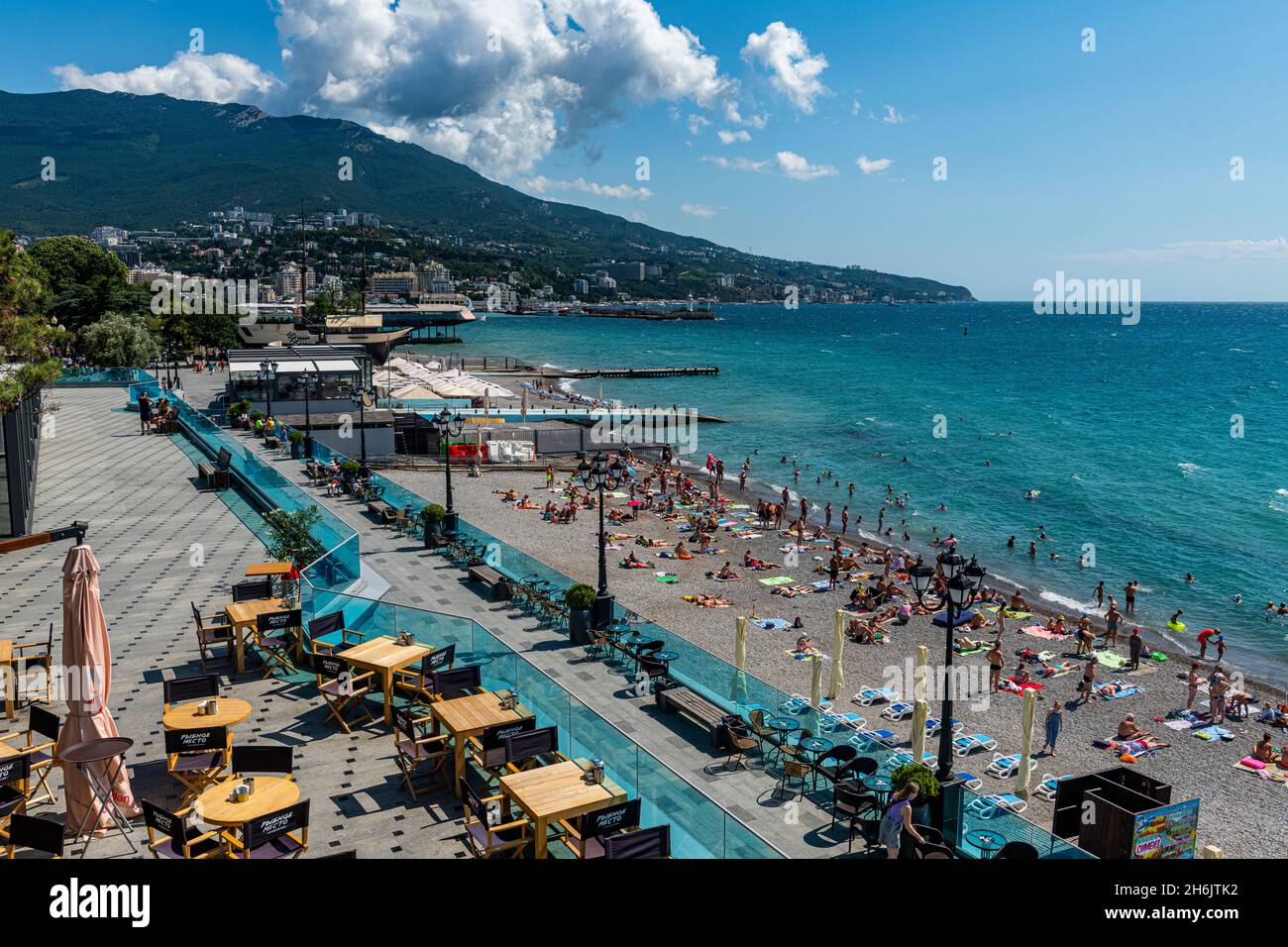Ville plage, Yalta, Crimée, Russie, Europe Banque D'Images