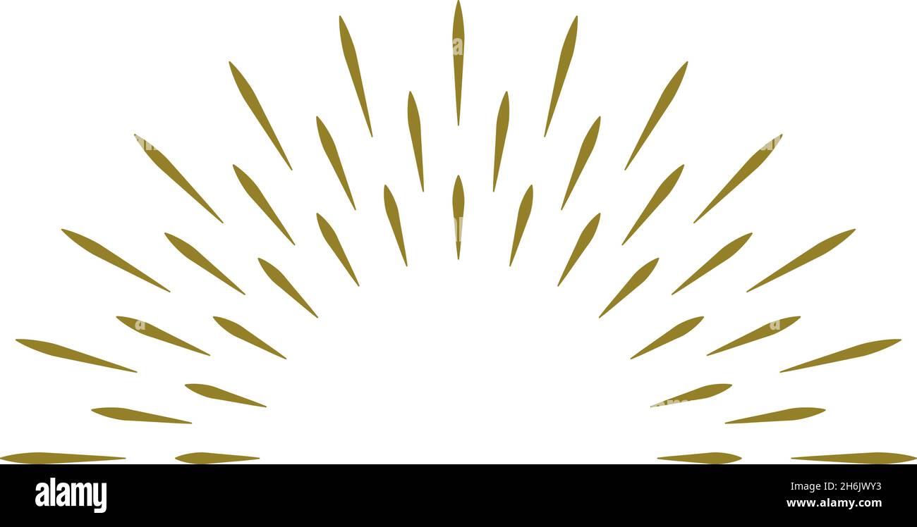 Explosion d'un demi-cercle.Rayons de lumière radiaux.Badge doré Illustration de Vecteur