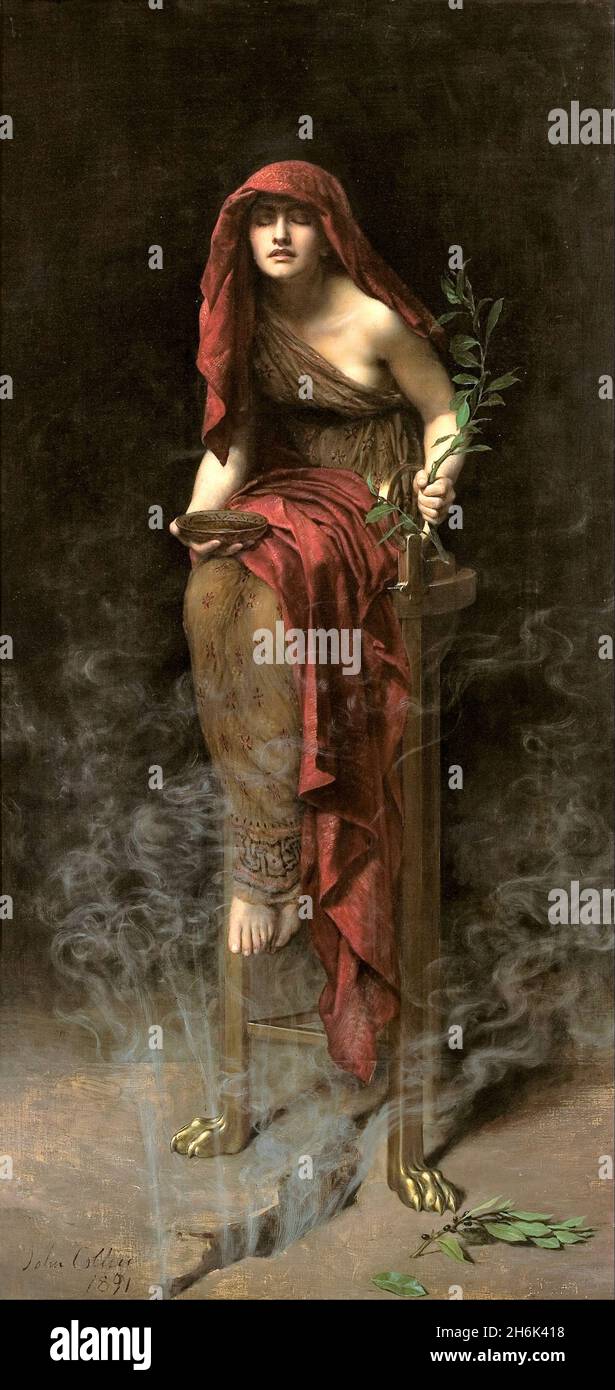 Œuvre de John collier intitulée prêtresse de Delphes Banque D'Images